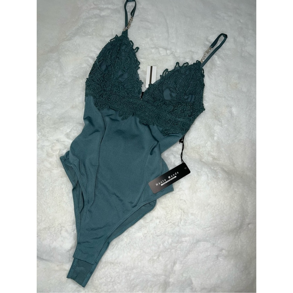 Pretty body suit with rhinestone straps